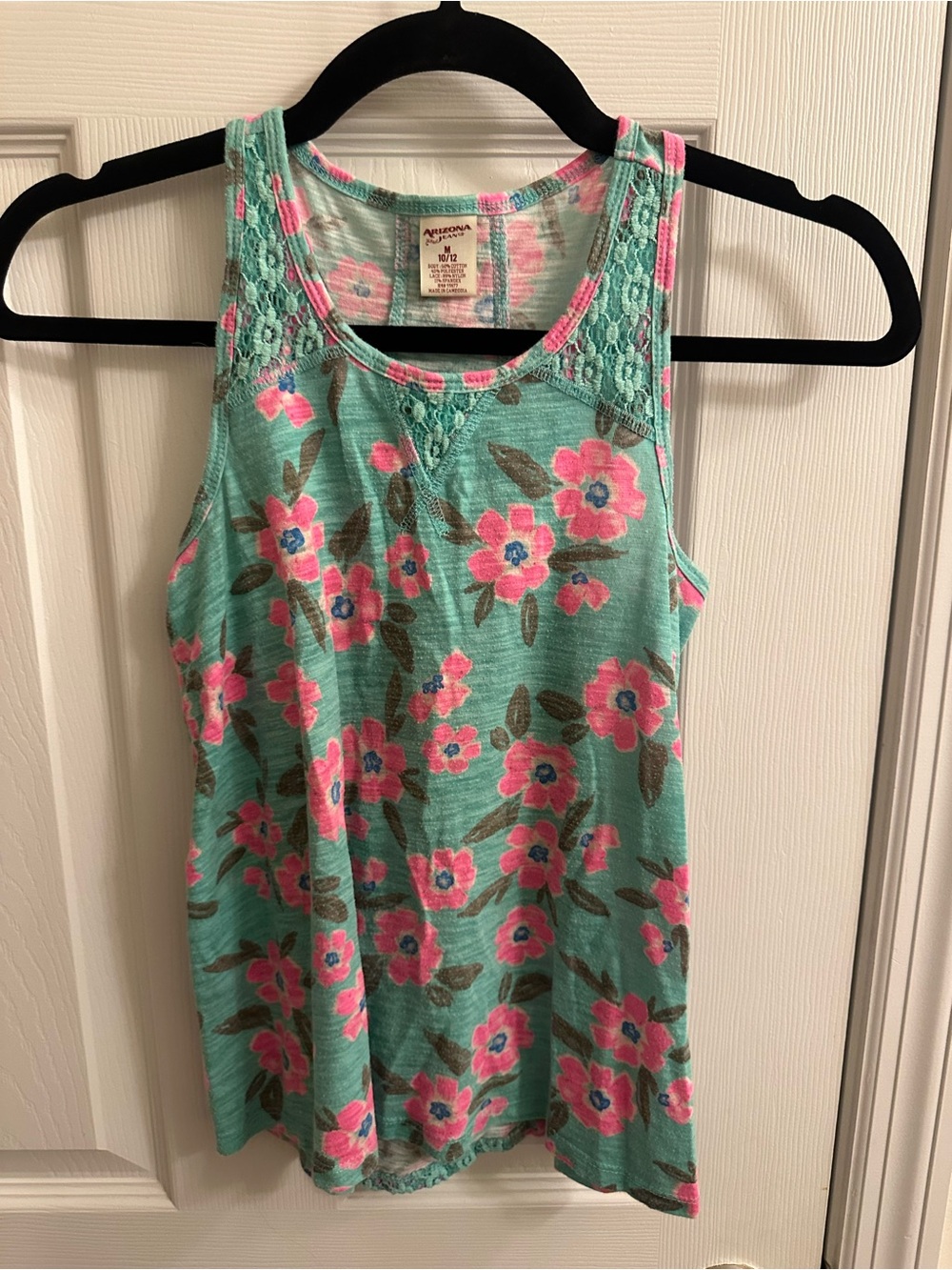 Arizona Jean Co Girls Sleeveless Shirt Tank Top Size M 10/12 Lace